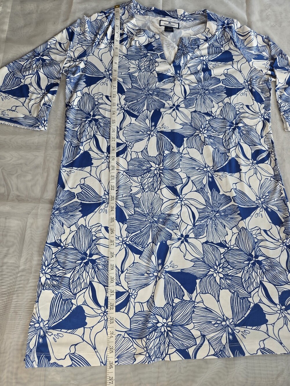 Island Collection Stella Parker Blue and White Floral Cover-Up Tunic - Picture 3 of 9